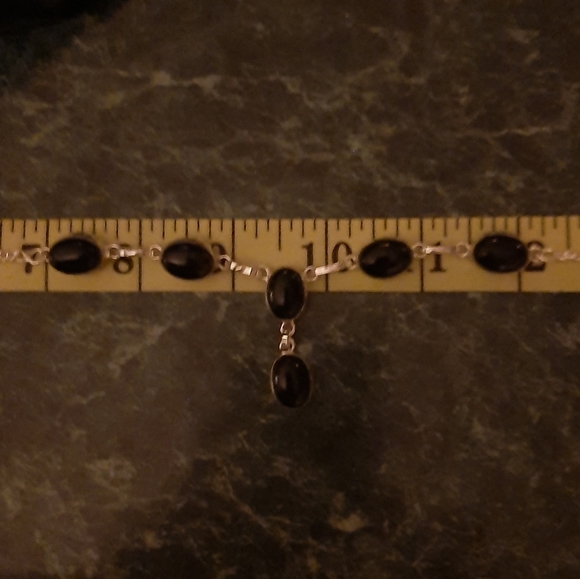 Genuine Black Onyx Necklace- 925 Sterling Silver Plated Over Copper - Picture 4 of 7